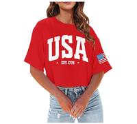 T-Shirt Pullover a Maniche Corte Girocollo Stampata Moda Casual da Donna