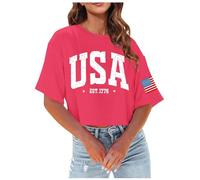 T-Shirt Pullover a Maniche Corte Girocollo Stampata Moda Casual da Donna