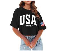 T-Shirt Pullover a Maniche Corte Girocollo Stampata Moda Casual da Donna