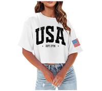 T-Shirt Pullover a Maniche Corte Girocollo Stampata Moda Casual da Donna