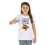 T-Shirt Ragazza Maniche Corte JE SUIS TROP GÉNIALE Colore Bianco