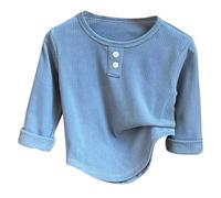 T Shirt Ragazzo Manica Corta Top - Canottiera per Bambini Autunno Nuovo Girocollo Manica Lunga Camicia Autunno Ragazze Biancheria Intima Calda Ragazzo Bambino Vestiti stranieri (Blue 18-24 Months)