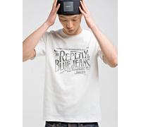 T-shirt REPLAY uomo a manica corta maglietta con stampa replay blue jeans cotone