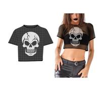 T-shirt rete teschio halloween maglietta donna taglia unica