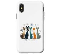 T-shirt retrò con gatti stilizzati Mid-Century Modern 50/’60 Custodia per iPhone X/XS
