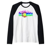 T-Shirt retrò con Grafica invecchiata con Bandiere del Colorado Maglia con Maniche Raglan