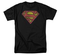 T-Shirt Retro DC Comics Superman Logo Distressed Adulto Unisex Nero