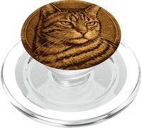T-shirt retrò Meow Art Aura Cool A Vintage Tabby Face Cat PopSockets PopGrip per MagSafe