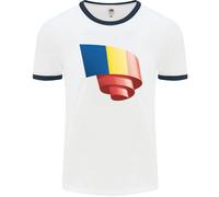 T-Shirt Ringer Con Bandiera Della Romania Per La Giornata Del Calcio Uomo
