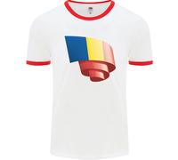 T-Shirt Ringer Con Bandiera Della Romania Per La Giornata Del Calcio Uomo