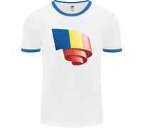 T-Shirt Ringer Con Bandiera Della Romania Per La Giornata Del Calcio Uomo