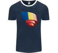 T-Shirt Ringer Con Bandiera Della Romania Per La Giornata Del Calcio Uomo FotL