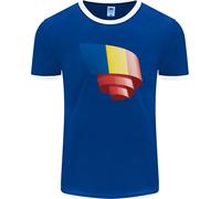 T-Shirt Ringer Con Bandiera Della Romania Per La Giornata Del Calcio Uomo FotL
