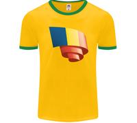 T-Shirt Ringer Con Bandiera Della Romania Per La Giornata Del Calcio Uomo FotL