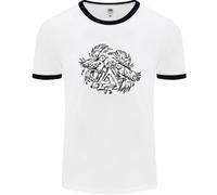 T-Shirt Ringer Con Simbolo Valknut Dei Vichinghi E Corvi Uomo