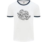 T-Shirt Ringer Con Simbolo Valknut Dei Vichinghi E Corvi Uomo