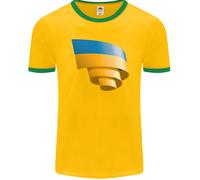 T-Shirt Ringer Curled Ucraina Flag Giorno Ucraino Calcio Uomo FotL