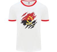 T-Shirt Ringer Della Bandiera Dell'Angola Giorno Del Calcio Uomo