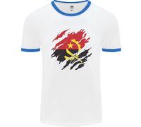 T-Shirt Ringer Della Bandiera Dell'Angola Giorno Del Calcio Uomo