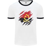 T-Shirt Ringer Della Bandiera Dell'Angola Giorno Del Calcio Uomo