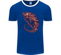 T-Shirt Ringer Steampunk Camaleonte Iguana Rettili Lucertola Uomo FotL