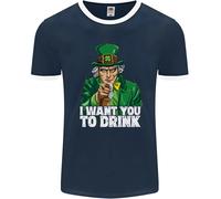 T-Shirt Ringer Uomo FotL Per Il Giorno Di San Patrizio Voglio Che Bevi Alcol
