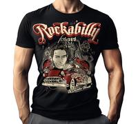 T-shirt Rockabilly: Forever - Design originale di David Vicente - Big Size Print Nero XXXXL