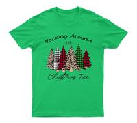 T-shirt Rocking Around The Christmas unisex regalo retrò divertente donna...