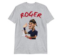 T-Shirt Roger Federer | Sport | Tennis | Padel | Regalo | Compleanno | T-Shirt Roger | T-Shirt Federer, Grigio sportivo., L