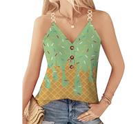 T-shirt rossa da donna casual senza maniche top da donna con scollo a V per la primavera versatile combinabile nella vita di tutti i giorni t-shirt auto-progettare magliette divertenti, verde, L