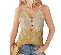 T-shirt rossa da donna casual senza maniche top da donna con scollo a V per la primavera versatile combinabile nella vita di tutti i giorni t-shirt auto-progettare magliette divertenti, cachi, 4XL