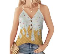 T-shirt rossa da donna casual senza maniche top da donna con scollo a V per la primavera versatile combinabile nella vita di tutti i giorni t-shirt auto-progettare magliette divertenti, bianco, XL