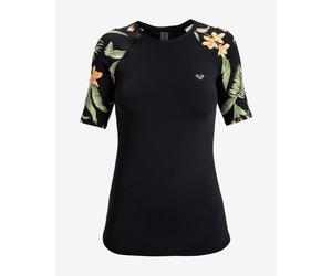 T-shirt Roxy Lycra Printed manica corta nero verde arancione donna - XS
