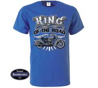 T-Shirt Royalblu Vintage Biker E Old School Motiv M-XXL Modello King Of The Road