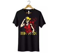 T-Shirt Rubber Cappello di Paglia Maglietta One Piece Anime Nera S M L XL XXL