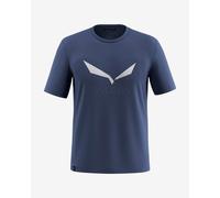 T-shirt Salewa Solidlogo Dri-Rel manica corta blu scuro logo bianco - XL