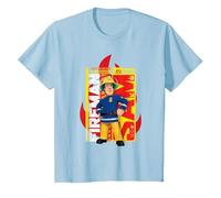 T-Shirt Sam Pompiere, Fuoco, Tante Taglie+Colori Maglietta, Bambini, Celeste, 2 Anni