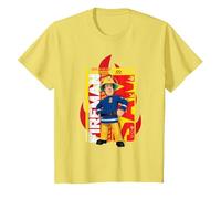 T-Shirt Sam Pompiere, Fuoco, Tante Taglie+Colori Maglietta, Bambini, Limone, 2 Anni