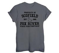 T-Shirt Scofield Fox River Prison - Uomo-S Grigio Scuro