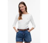 T-shirt scollo a barchetta maniche a 3/4 Beige S Tinta unita