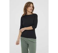 T-shirt scollo a barchetta, maniche a 3/4 Nero L Tinta unita