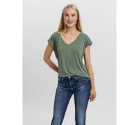T-shirt scollo a V a maniche corte Verde M Tinta unita