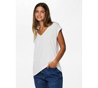T-shirt, scollo a V Bianco S Tinta unita