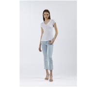 T SHIRT SCOLLO A V CON PLACCHETTE ALLE SPALLE