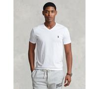 T-shirt scollo a V in jersey di cotone Bianco S Tinta unita