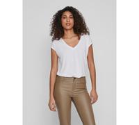 T-shirt scollo a v maniche corte Bianco M Tinta unita