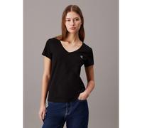 T-shirt Calvin Klein Jeans Slim V-Neck Monogram manica corta nero donna - S