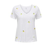 T-shirt scollo a V, ricamo Bianco S Grafico