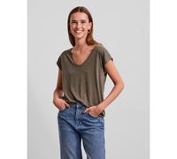 T-shirt, scollo a V Verde XS Tinta unita