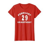 T-Shirt Senza Compleanno Anno bisestile 29 febbraio Maglietta, Donna, Rosso, L